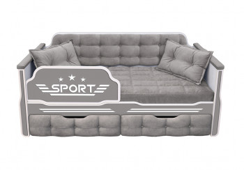 Кровать 160 серии Спорт 2 ящика 45 Серый (подушки) в Сузуне - suzun.mebel54.com | фото
