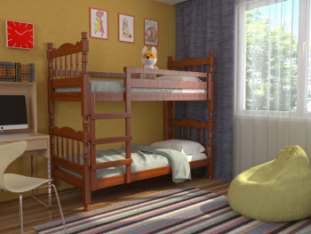 Кровать двухъярусная Соня из массива сосны 800*1890 Орех в Сузуне - suzun.mebel54.com | фото