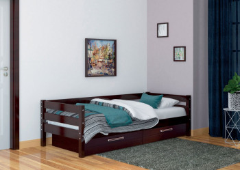Кровать одинарная ГЛОРИЯ из массива сосны  900*2000 (Орех Тёмный) в Сузуне - suzun.mebel54.com | фото