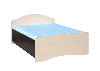 Кровать полуторная 1200-1 без матраса (круглые спинки) Венге/Дуб выбеленный в Сузуне - suzun.mebel54.com | фото