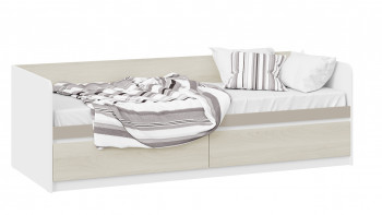 Кровать «Сканди» с 2 ящиками Дуб Гарден/Белый/Глиняный серый в Сузуне - suzun.mebel54.com | фото