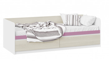 Кровать «Сканди» с 2 ящиками Дуб Гарден/Белый/Лиловый в Сузуне - suzun.mebel54.com | фото