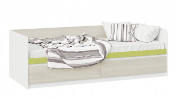 Кровать «Сканди» с 2 ящиками Дуб Гарден/Белый/Зеленый в Сузуне - suzun.mebel54.com | фото