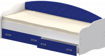 Кровать Софа-7 с мягкой спинкой (800х2000) Белый/Синий в Сузуне - suzun.mebel54.com | фото