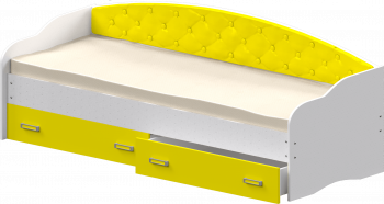 Кровать Софа-8 с мягкой спинкой (900х1900) Белый/Желтый в Сузуне - suzun.mebel54.com | фото