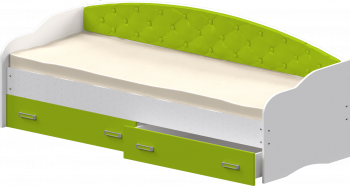 Кровать Софа-8 с мягкой спинкой (900х1900) Белый/Лайм в Сузуне - suzun.mebel54.com | фото