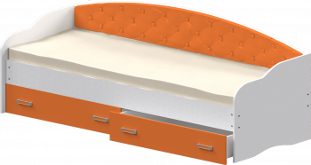 Кровать Софа-8 с мягкой спинкой (900х1900) Белый/Оранжевый в Сузуне - suzun.mebel54.com | фото