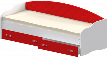Кровать Софа-8 с мягкой спинкой (900х2000) Белый/Красный в Сузуне - suzun.mebel54.com | фото