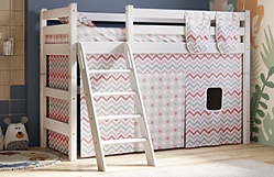 Кровать Соня вариант 6 полувысокая с наклонной лестницей Белый полупрозрачный в Сузуне - suzun.mebel54.com | фото