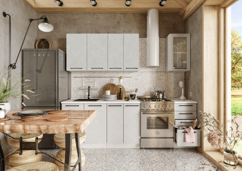 Кухонный гарнитур Нувель 1800мм белый/бетон белый в Сузуне - suzun.mebel54.com | фото
