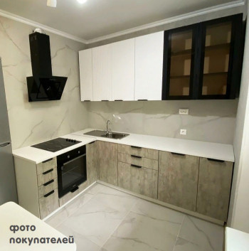 Модульная кухня Норд 1,6 м (Софт даймонд/Камень беж/Белый) в Сузуне - suzun.mebel54.com | фото