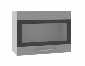 Норд ШВГС 600 Шкаф верхний горизонтальный со стеклом (Софт черный/корпус Белый) в Сузуне - suzun.mebel54.com | фото