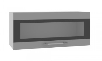 Норд ШВГС 800 Шкаф верхний горизонтальный со стеклом (Софт черный/корпус Белый) в Сузуне - suzun.mebel54.com | фото