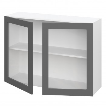 Норд ШВС 1000 Шкаф верхний со стеклом (Софт черный/корпус Белый) в Сузуне - suzun.mebel54.com | фото