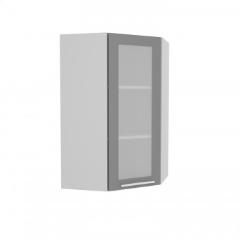 Норд ШВУС 600Н Шкаф верхний угловой (премьер) высокий (Софт черный/корпус Белый) в Сузуне - suzun.mebel54.com | фото