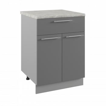 Ройс С1ЯШ 600 Шкаф нижний с ящиком (Графит софт/корпус Серый) в Сузуне - suzun.mebel54.com | фото