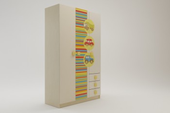 Шкаф 3-х створчатый с ящиками Клаксон (Бежевый/корпус Клен) в Сузуне - suzun.mebel54.com | фото