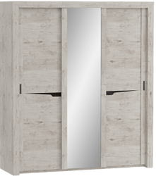 Шкаф трехдверный Соренто с раздвижными дверями Дуб бонифаций/Кофе структурный матовый в Сузуне - suzun.mebel54.com | фото