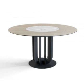 Стол круглый Rotor (160), шпон + керамика светлая в Сузуне - suzun.mebel54.com | фото