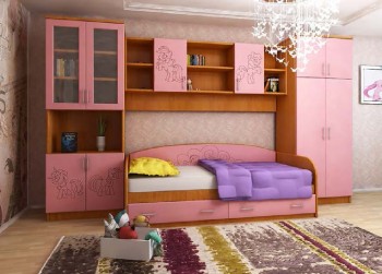 Детская Веселый пони Комплект мебели (Вишня оксфорд/Розовый) в Сузуне - suzun.mebel54.com | фото
